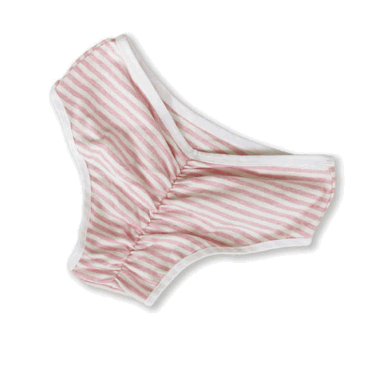 Menstruationsunterhose pink-weiß gestreift.